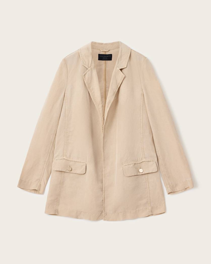 AllSaints Aleida Tencel Blazer Women's Taupe Brown Women's