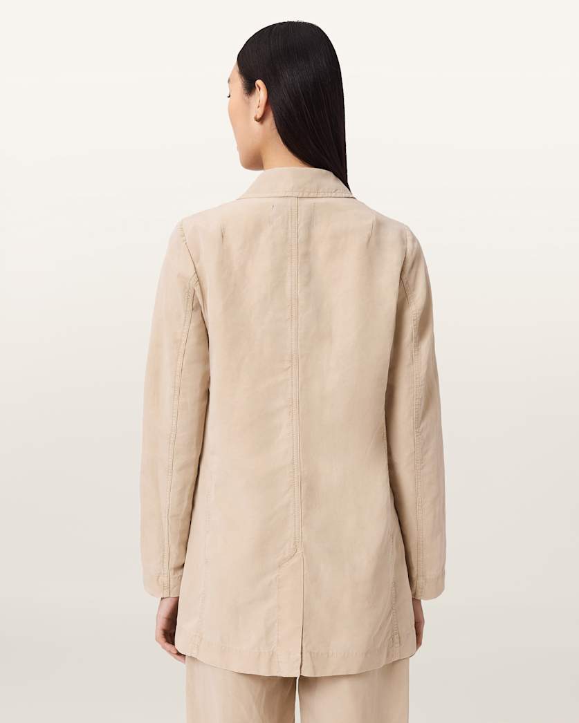 AllSaints Aleida Tencel Blazer Women's Taupe Brown Women's