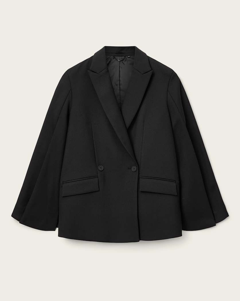 AllSaints Luna Double Breasted Cape Blazer Women's Black Women's