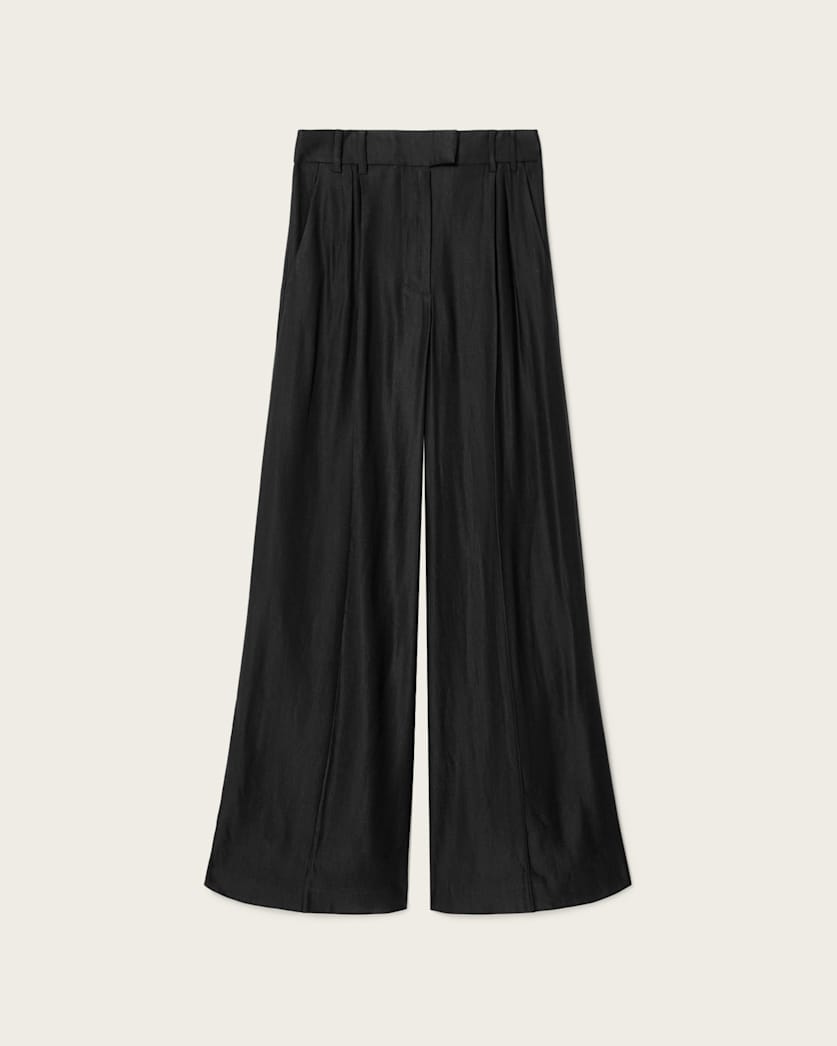 AllSaints Charley Relaxed Fit Linen Blend Pants Women's Black Women's