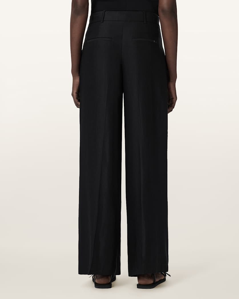 AllSaints Charley Relaxed Fit Linen Blend Pants Women's Black Women's