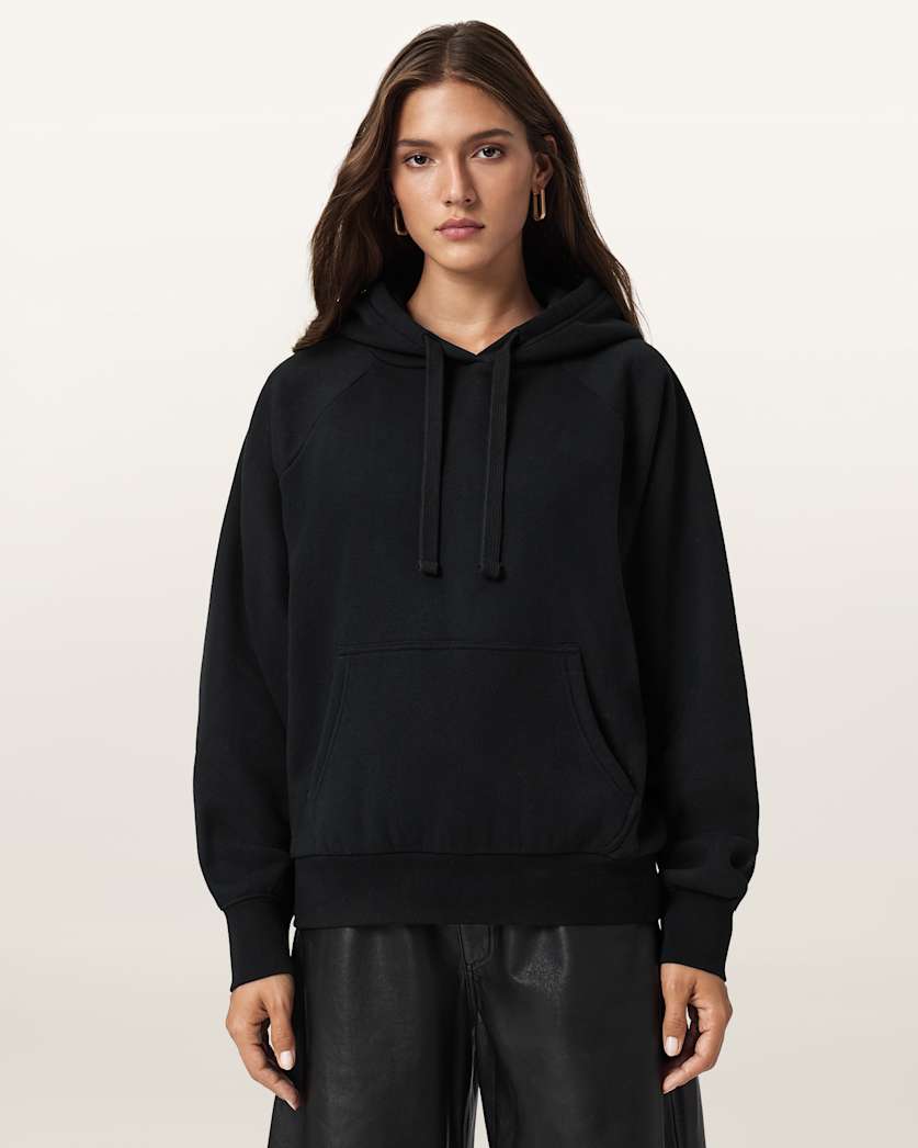 AllSaints Talon Underground Sequin Oversized Hoodie Women's Black Women's