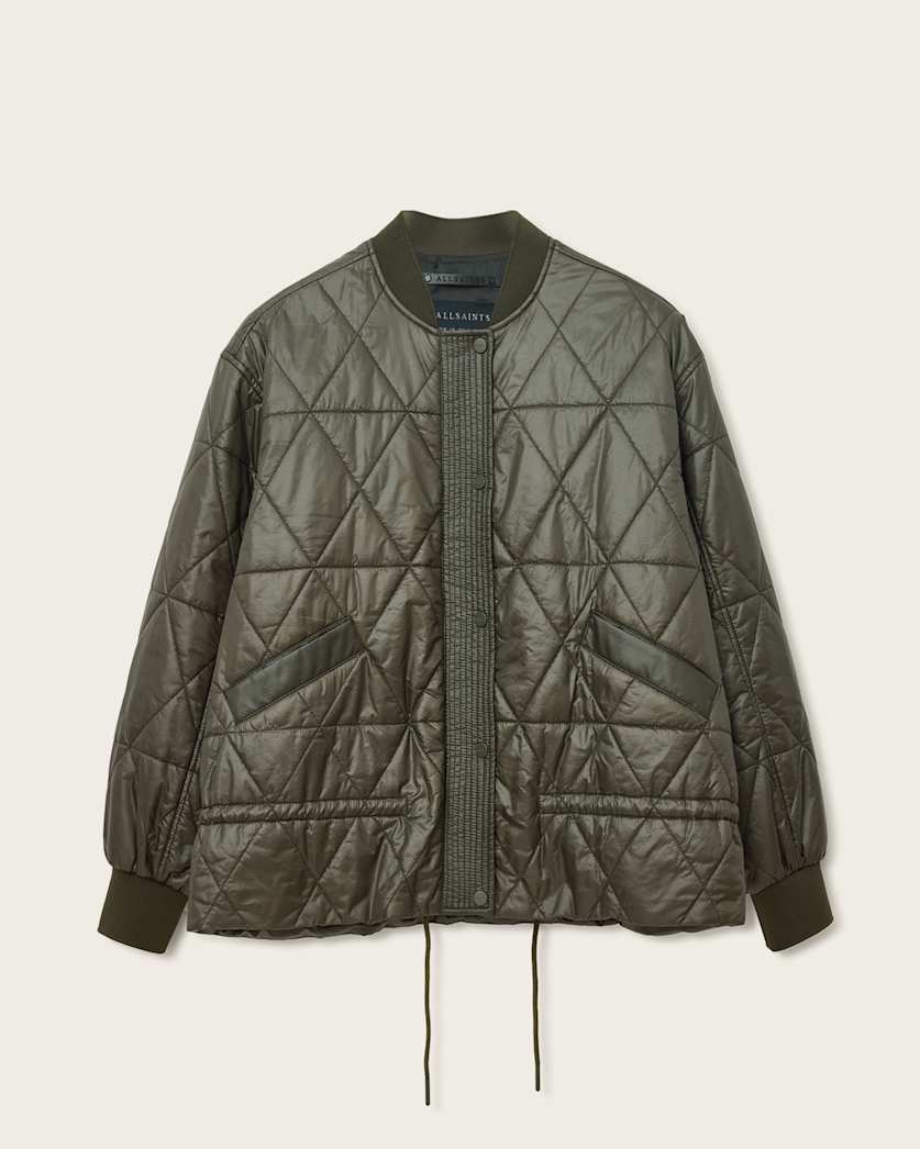 AllSaints Alli Quilted Bomber Jacket Women's Forest Green Women's