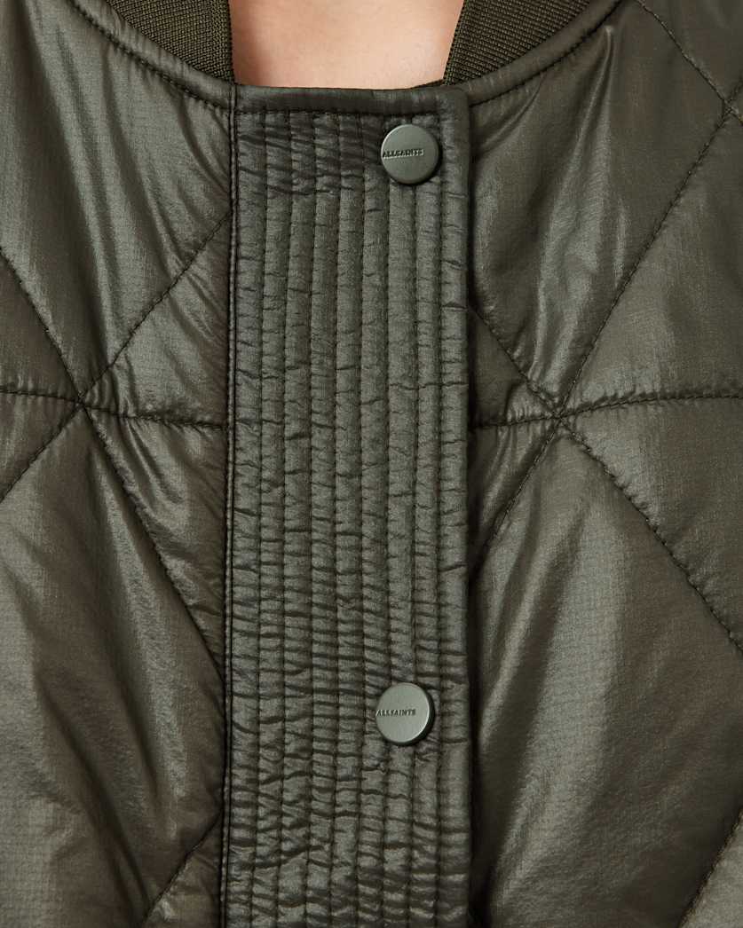 AllSaints Alli Quilted Bomber Jacket Women's Forest Green Women's