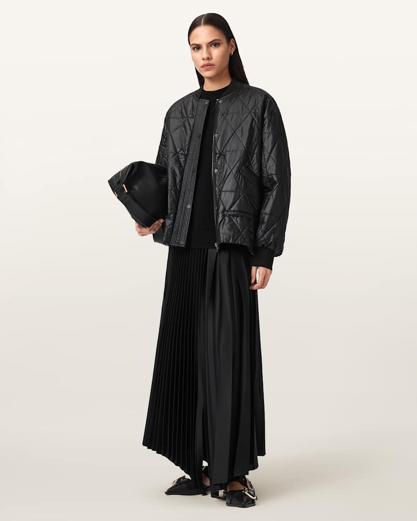 AllSaints Alli Quilted Bomber Jacket Women's Forest Green Women's