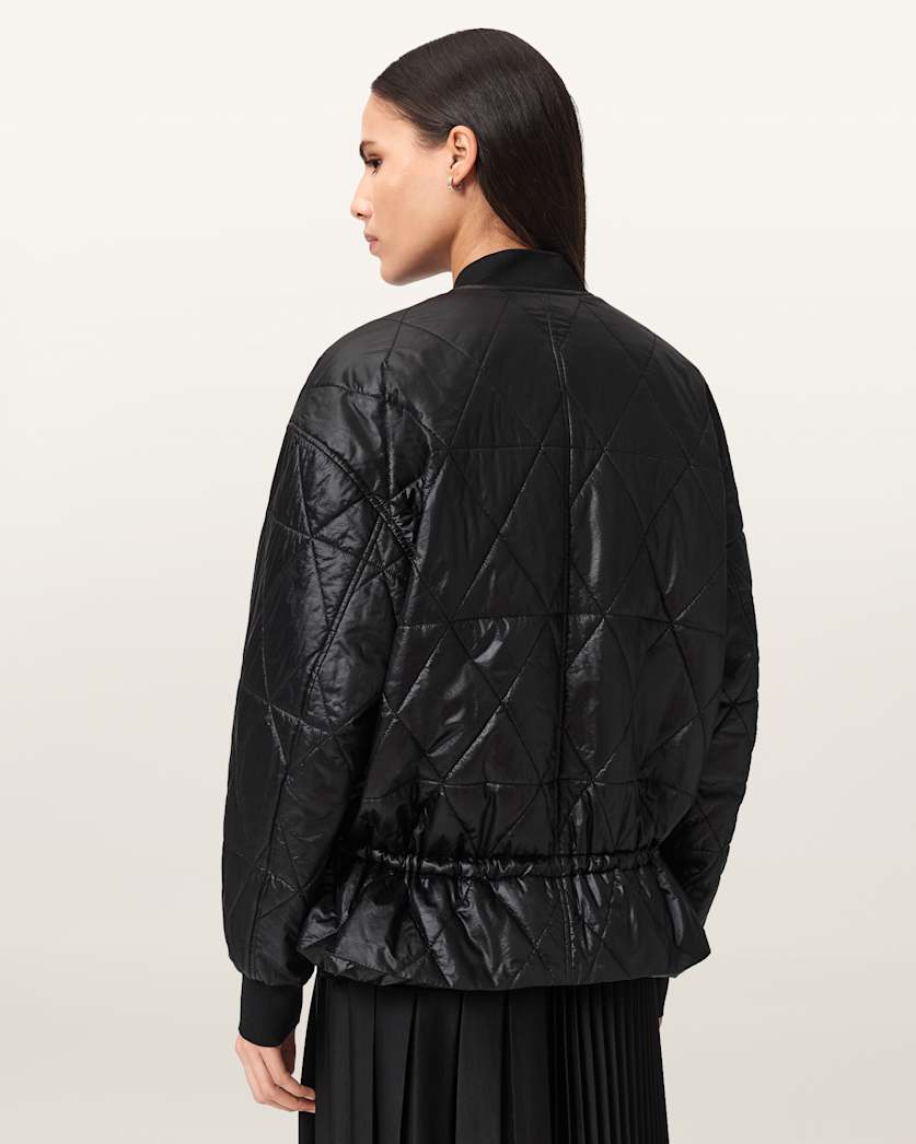 AllSaints Alli Quilted Bomber Jacket Women's Forest Green Women's