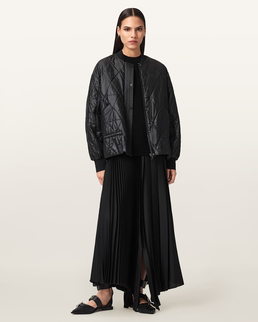 AllSaints Alli Quilted Bomber Jacket Women's Forest Green Women's