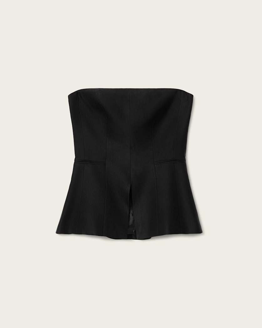AllSaints Charley Bodycon Fit Linen Blend Bodice Women's Black Women's