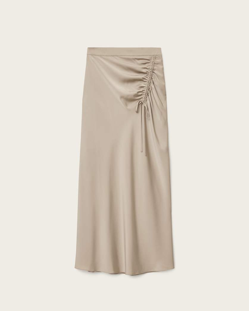 AllSaints Alexia Gathered Maxi Skirt Women's Taupe Grey Women's