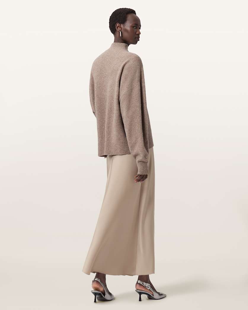 AllSaints Alexia Gathered Maxi Skirt Women's Taupe Grey Women's