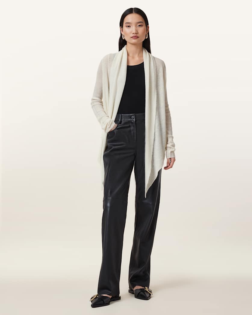 AllSaints Harper Pirate Open Front Cardigan Women's Chalk White Women's