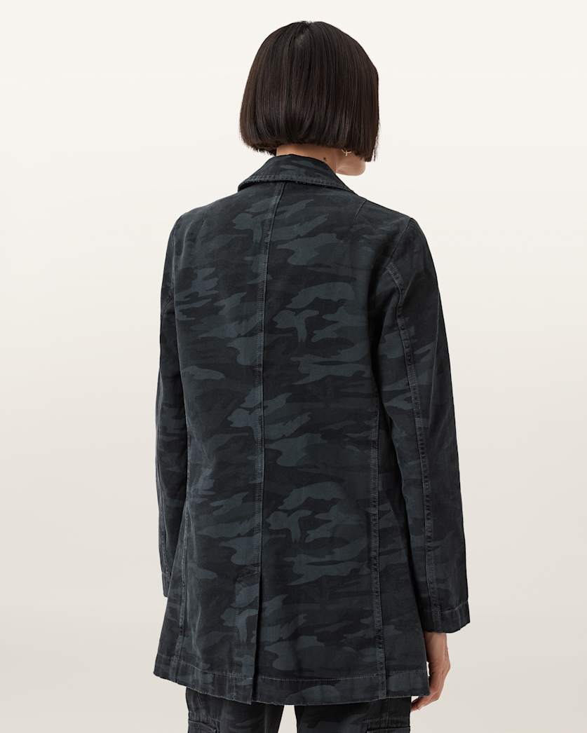 AllSaints Aleida Denim Blazer Women's Camo Ink Blue Women's
