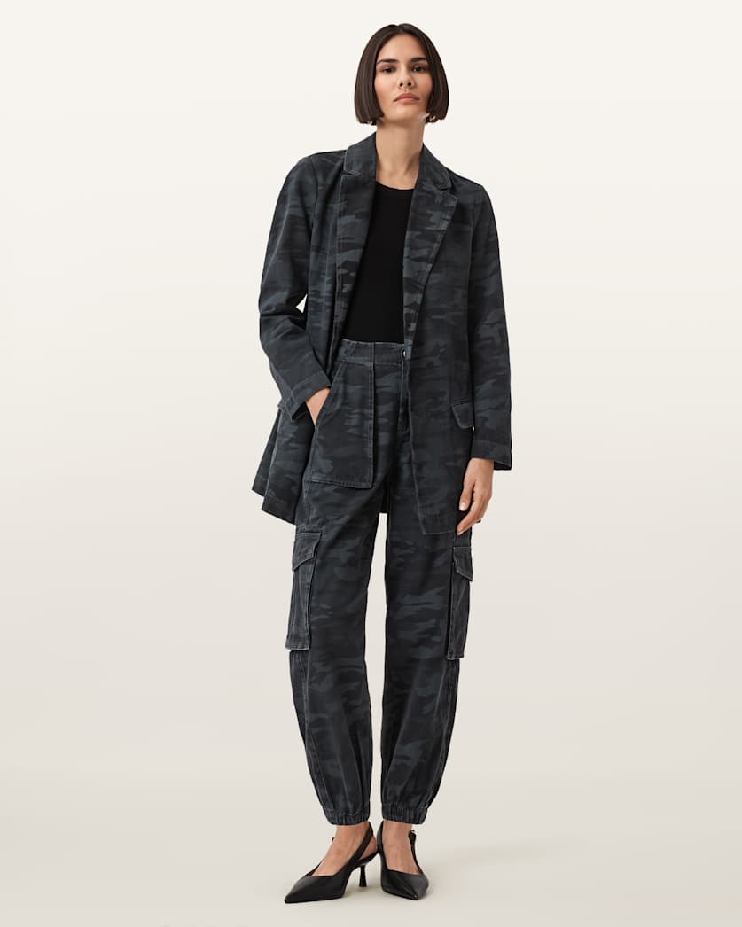 AllSaints Aleida Denim Blazer Women's Camo Ink Blue Women's