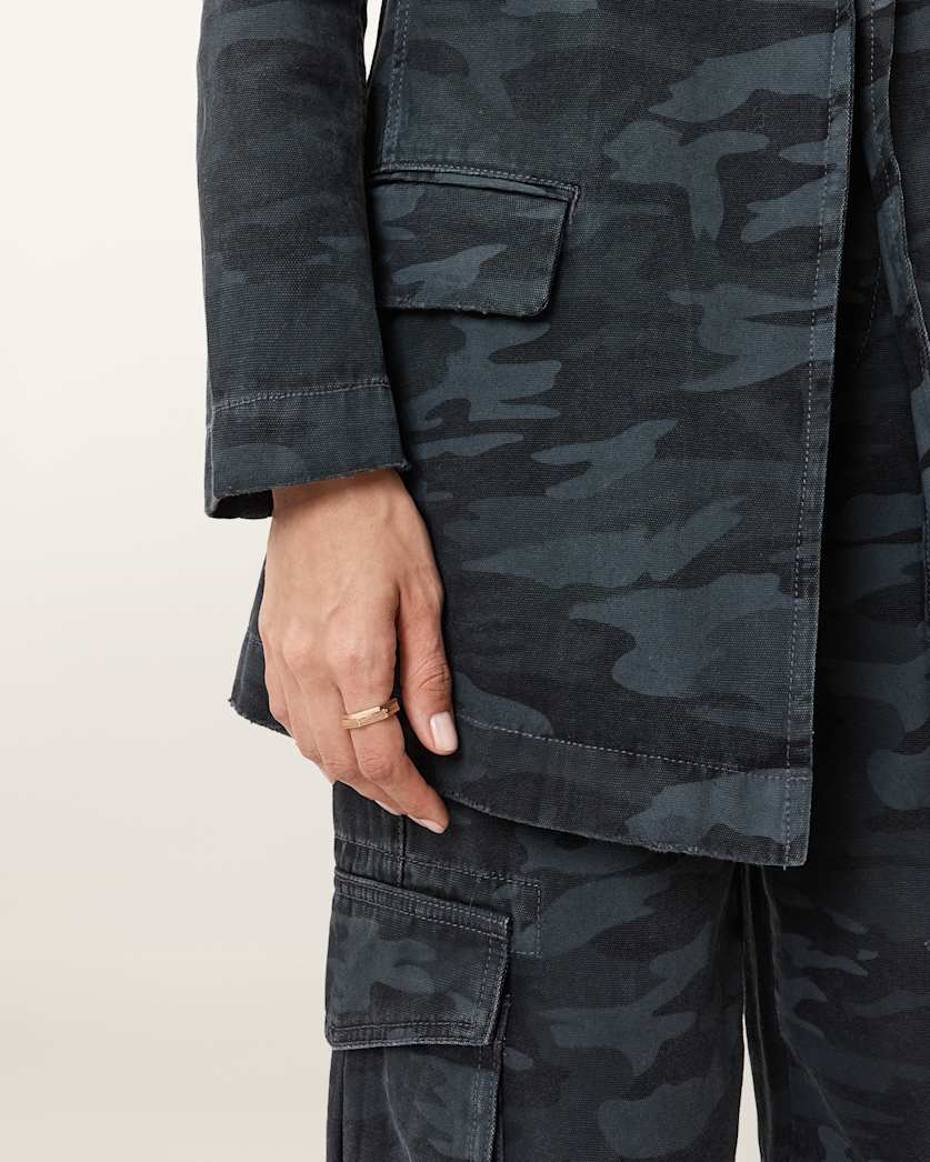 AllSaints Aleida Denim Blazer Women's Camo Ink Blue Women's
