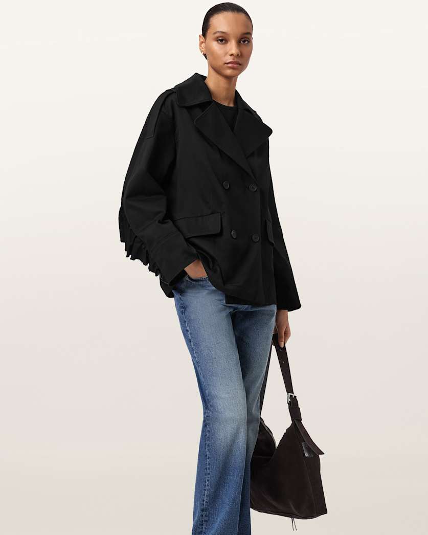 AllSaints Connie Relaxed Fit Double Breasted Trench Coat Women's Pinto Brown Women's