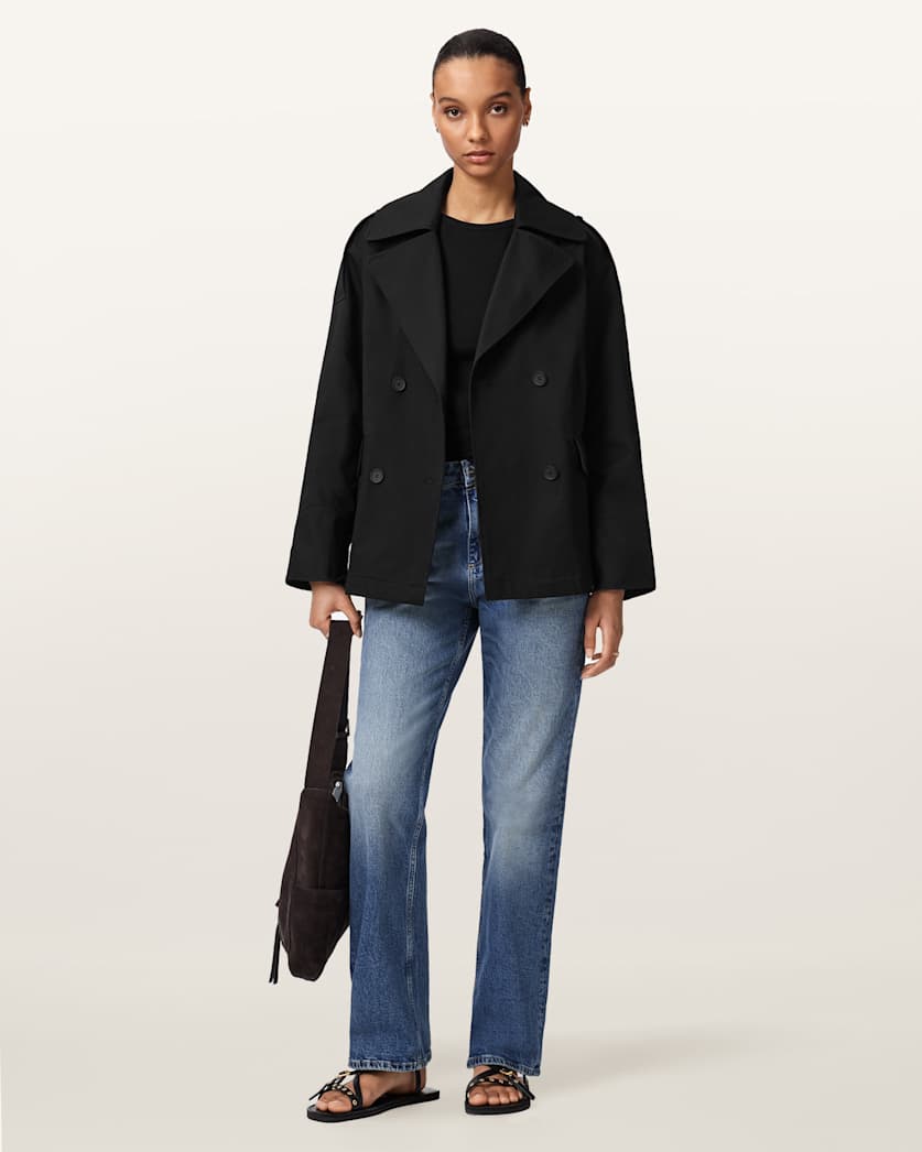 AllSaints Connie Relaxed Fit Double Breasted Trench Coat Women's Pinto Brown Women's