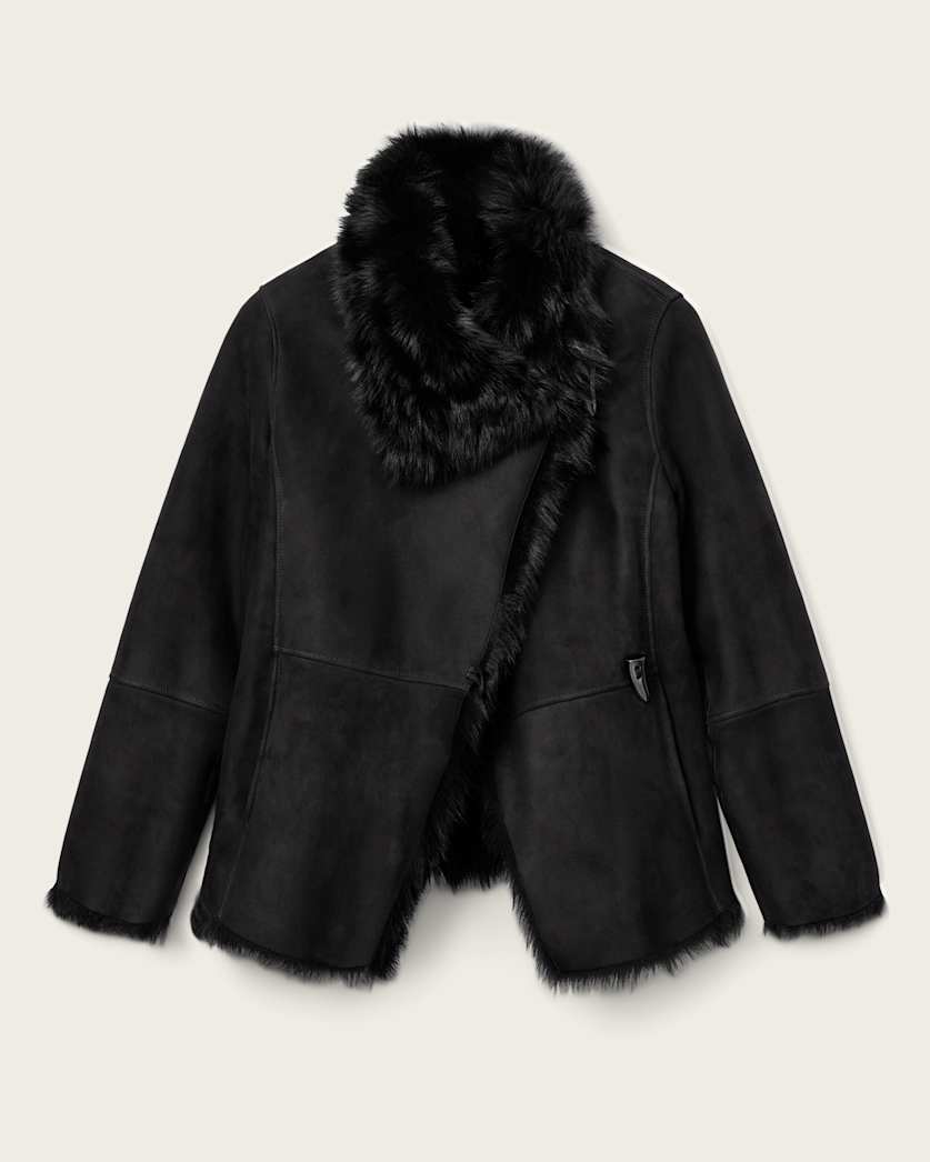 AllSaints Wilton Reversible Shearling Jacket Women's Black Women's