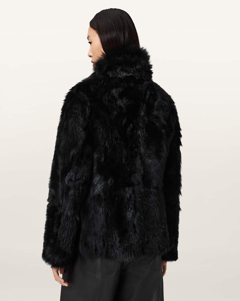 AllSaints Wilton Reversible Shearling Jacket Women's Black Women's