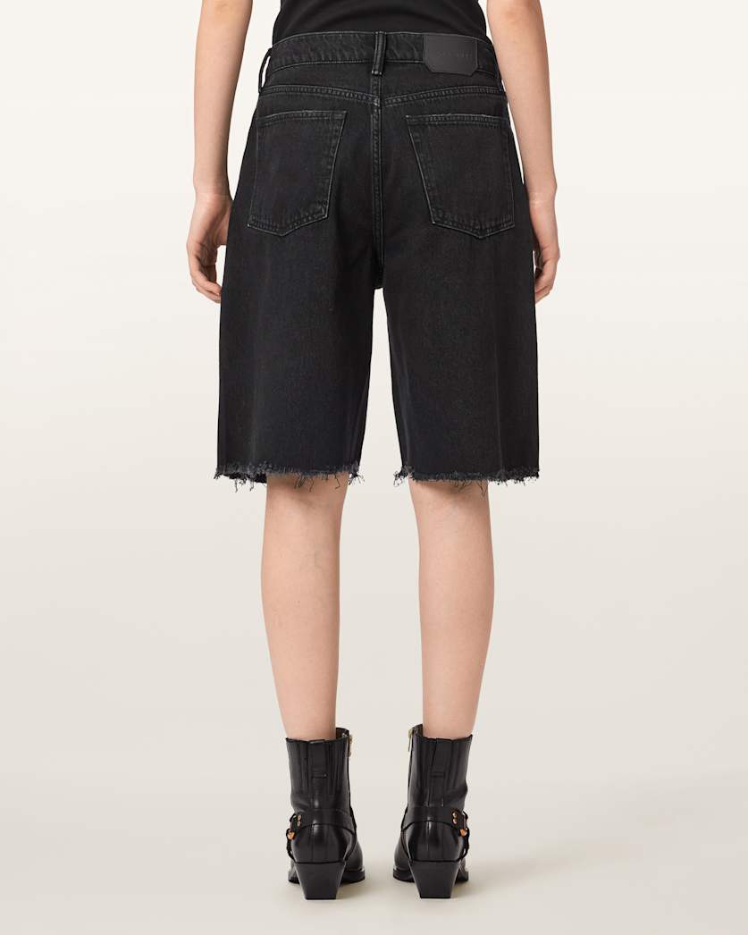 AllSaints Aki Crossover Wide Leg Shorts Women's Washed Black Women's