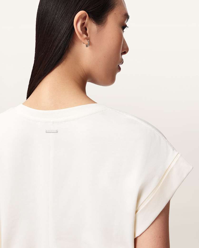 AllSaints Mira Cropped Satin Drawcord T Shirt Women's Rust Brown Women's
