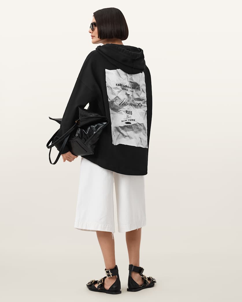 AllSaints Etti Scrunch Graphic Hoody Women's Black Women's