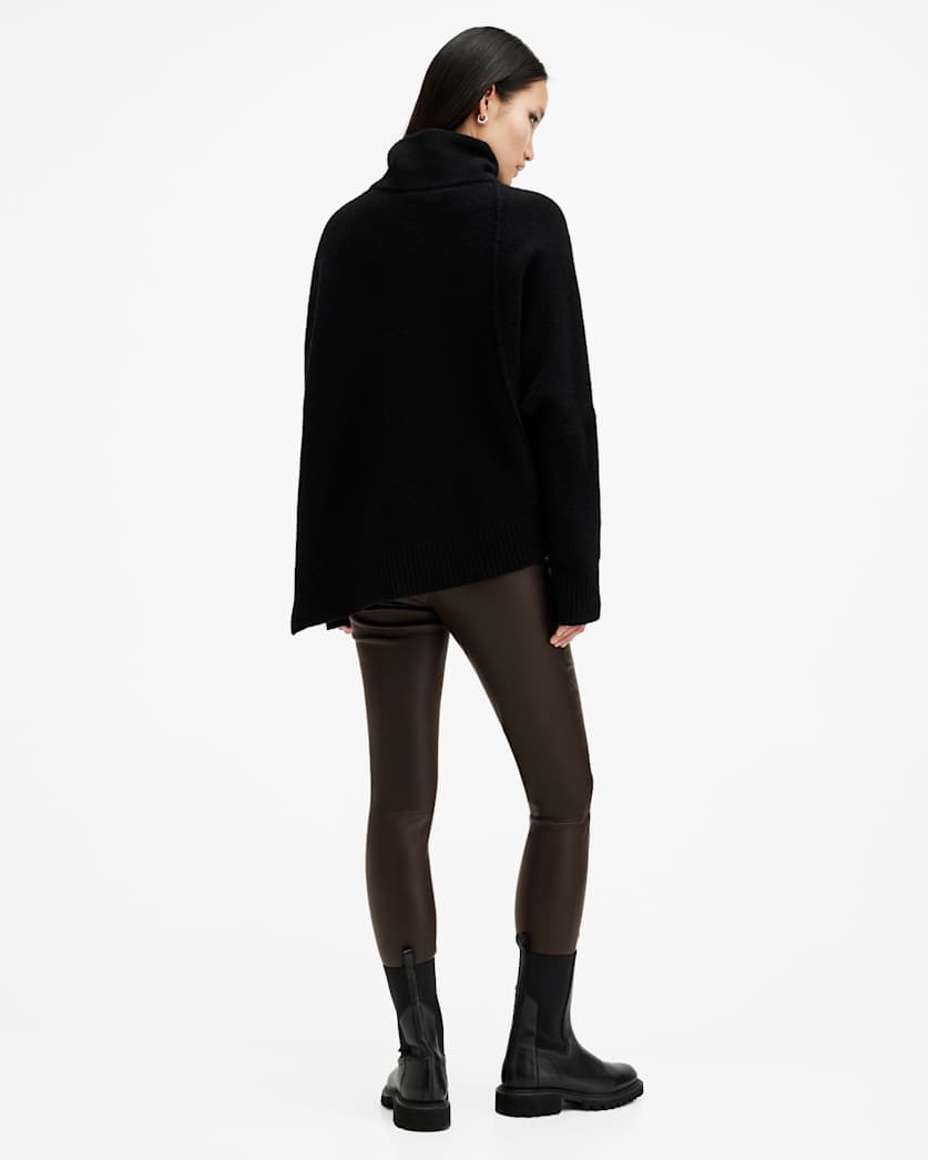 AllSaints Cora High Rise Leather Leggings Women's Oxblood Red Women's