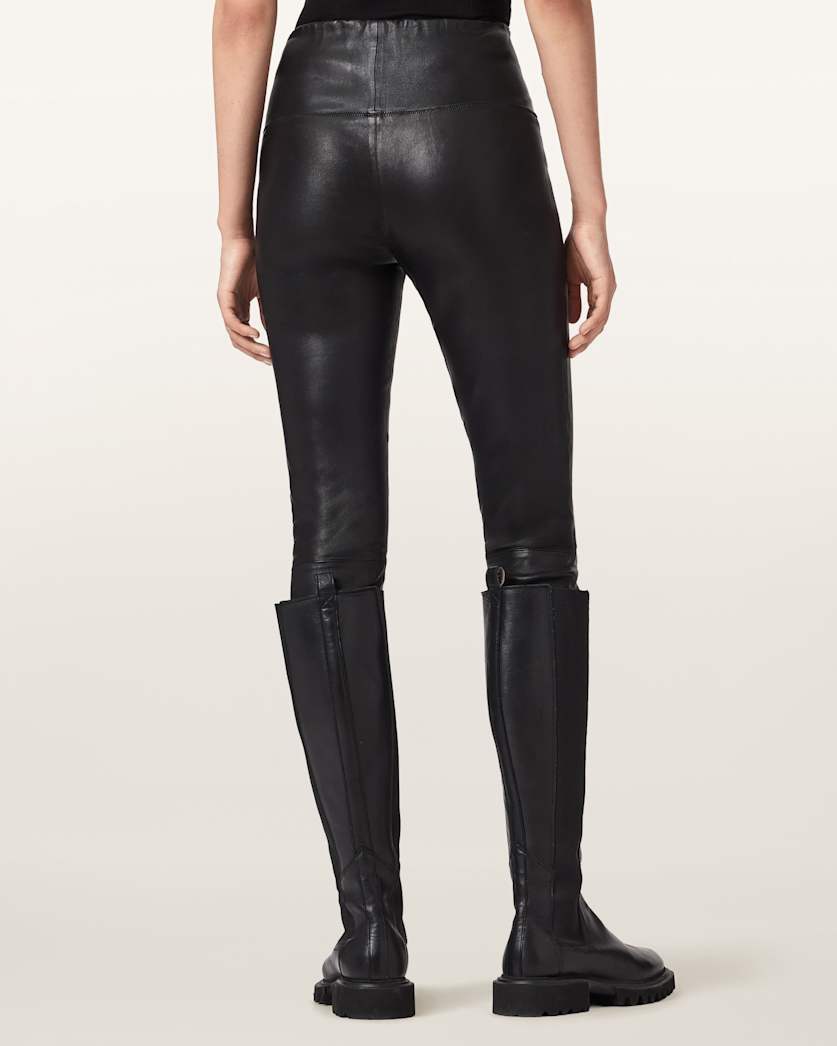 AllSaints Cora Leather Stretch Leggings Women's Bitter Brown Women's