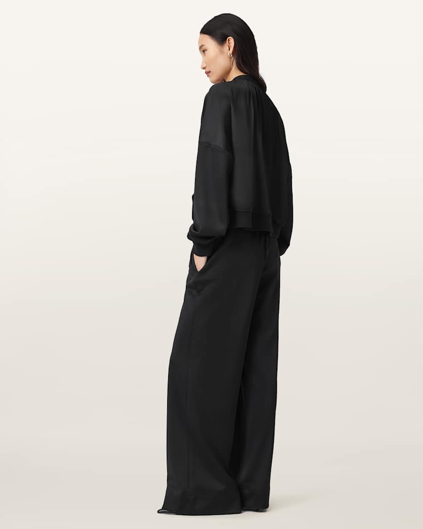 AllSaints Mirri Wide Leg Jersey Joggers Women's Black Women's