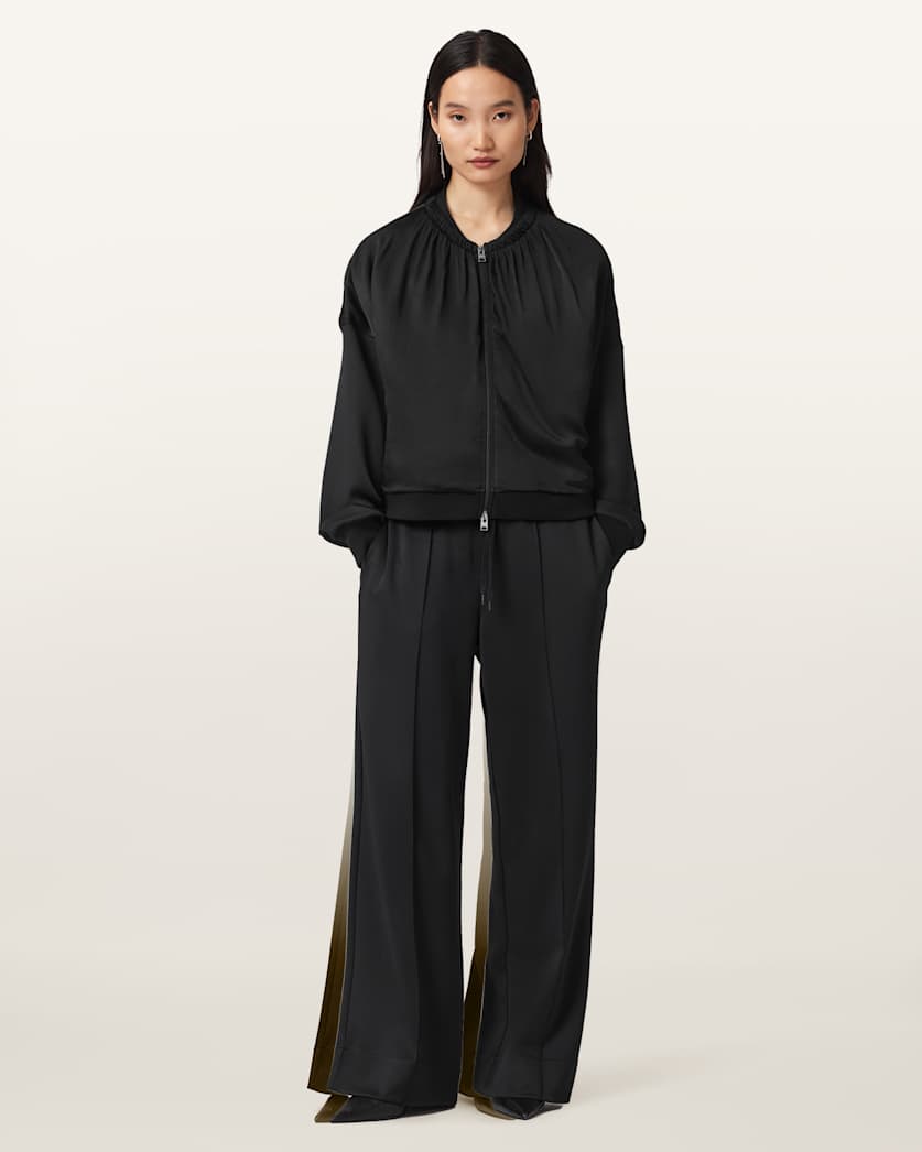 AllSaints Mirri Wide Leg Jersey Joggers Women's Black Women's