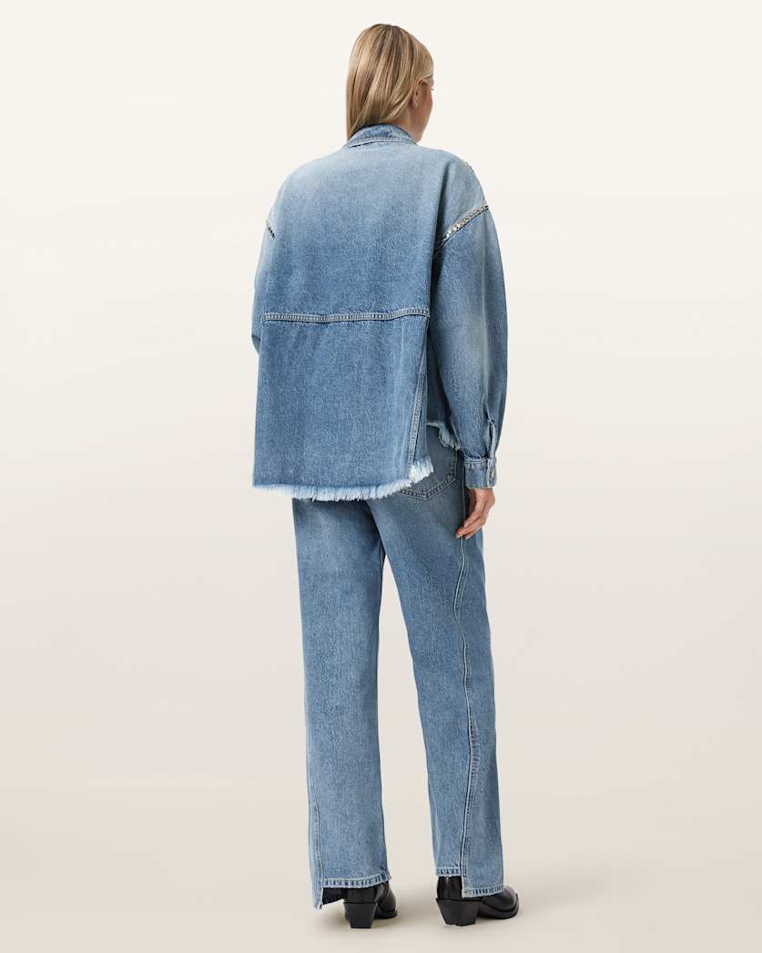 AllSaints Frankie Loose Fit Stud Denim Jeans Women's Vintage Indigo Women's