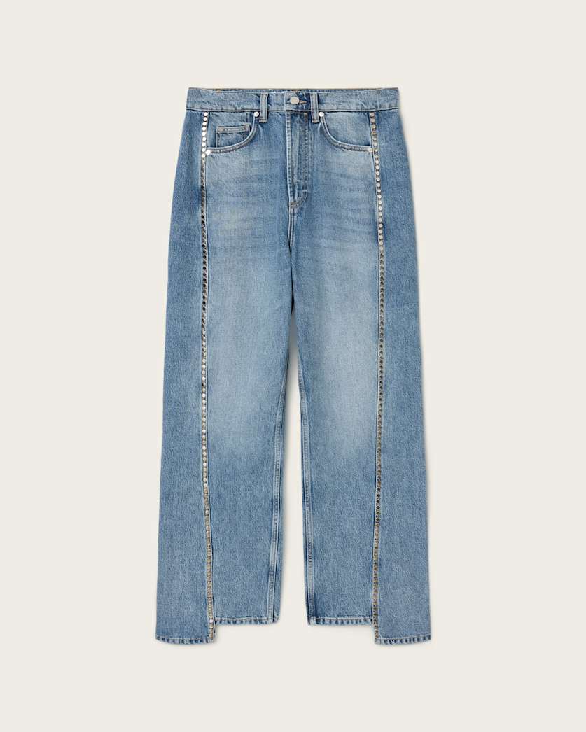 AllSaints Frankie Loose Fit Stud Denim Jeans Women's Vintage Indigo Women's