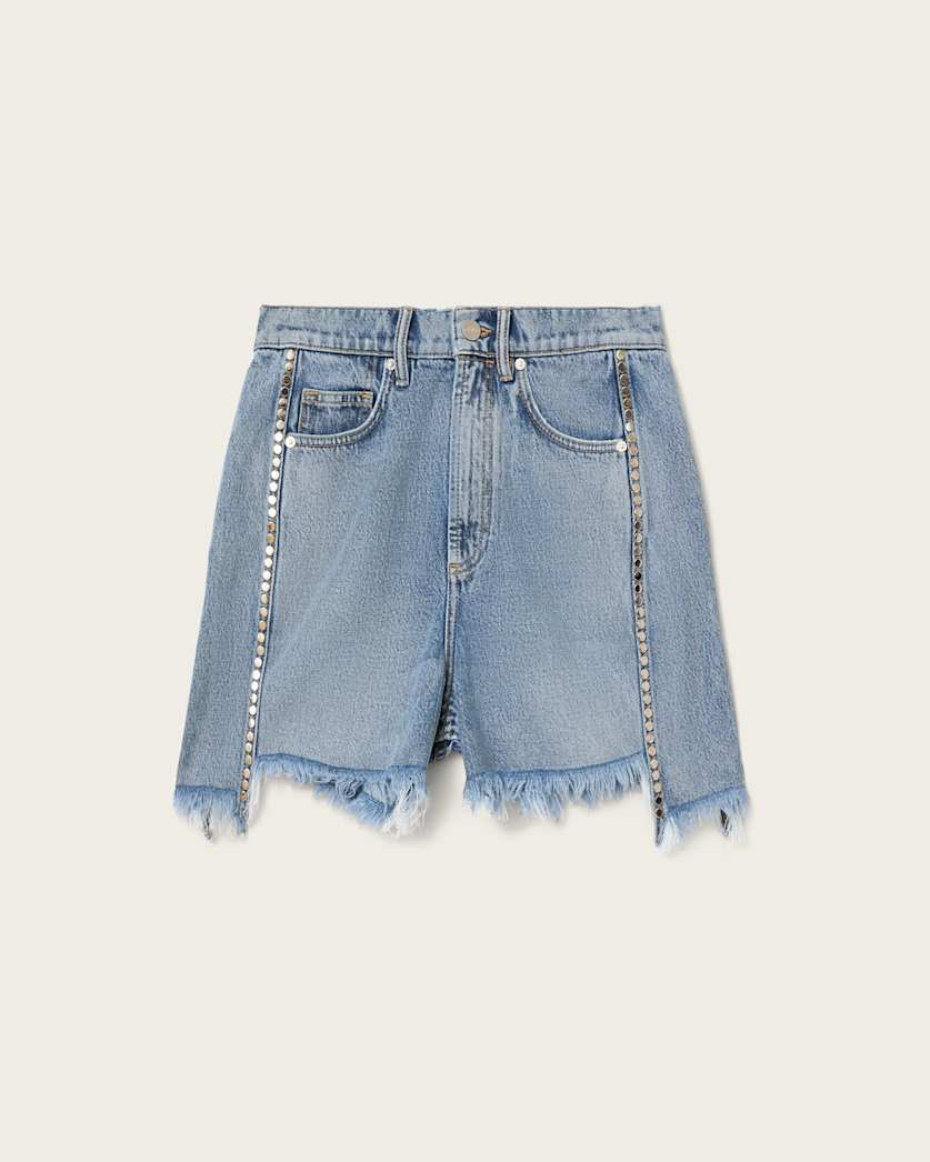 AllSaints Frankie Studded Denim Shorts Women's Vintage Indigo Women's