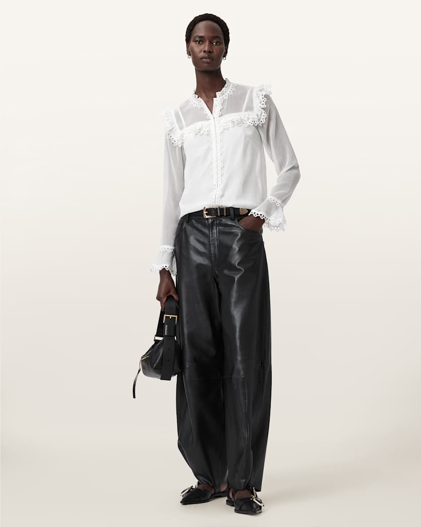 AllSaints Ciara Sheer Lace Shirt Women's Vintage White Women's
