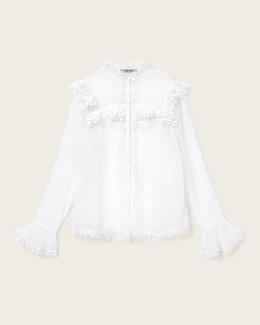 AllSaints Ciara Sheer Lace Shirt Women's Vintage White Women's
