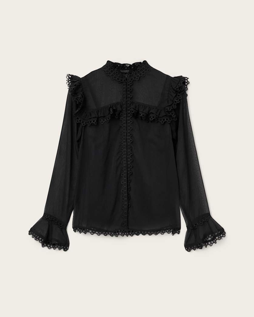 AllSaints Ciara Sheer Lace Shirt Women's Vintage White Women's