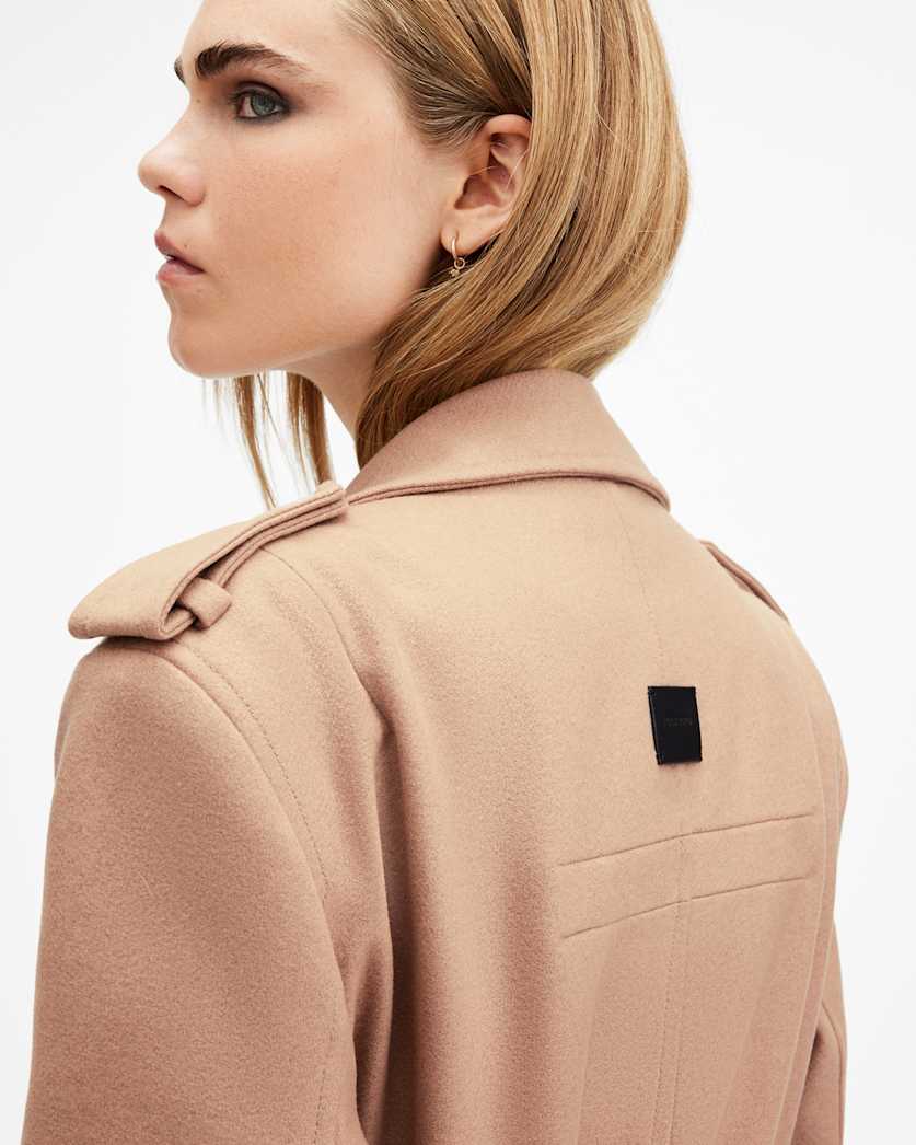 AllSaints Augusta Cashmere Wool Blend Coat Women's Camel Brown Women's