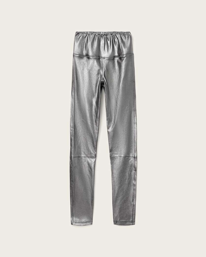 AllSaints Cora High Rise Leather Leggings Women's Gunmetal Women's