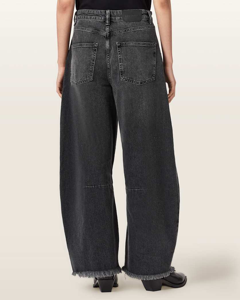 AllSaints Payton Barrel Leg Denim Jeans Women's Washed Black Women's