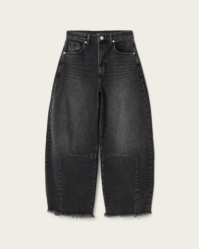 AllSaints Payton Barrel Leg Denim Jeans Women's Washed Black Women's