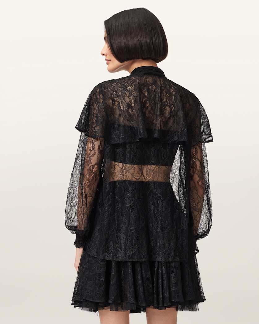 AllSaints Athena Lace Shirt Women's Black Women's