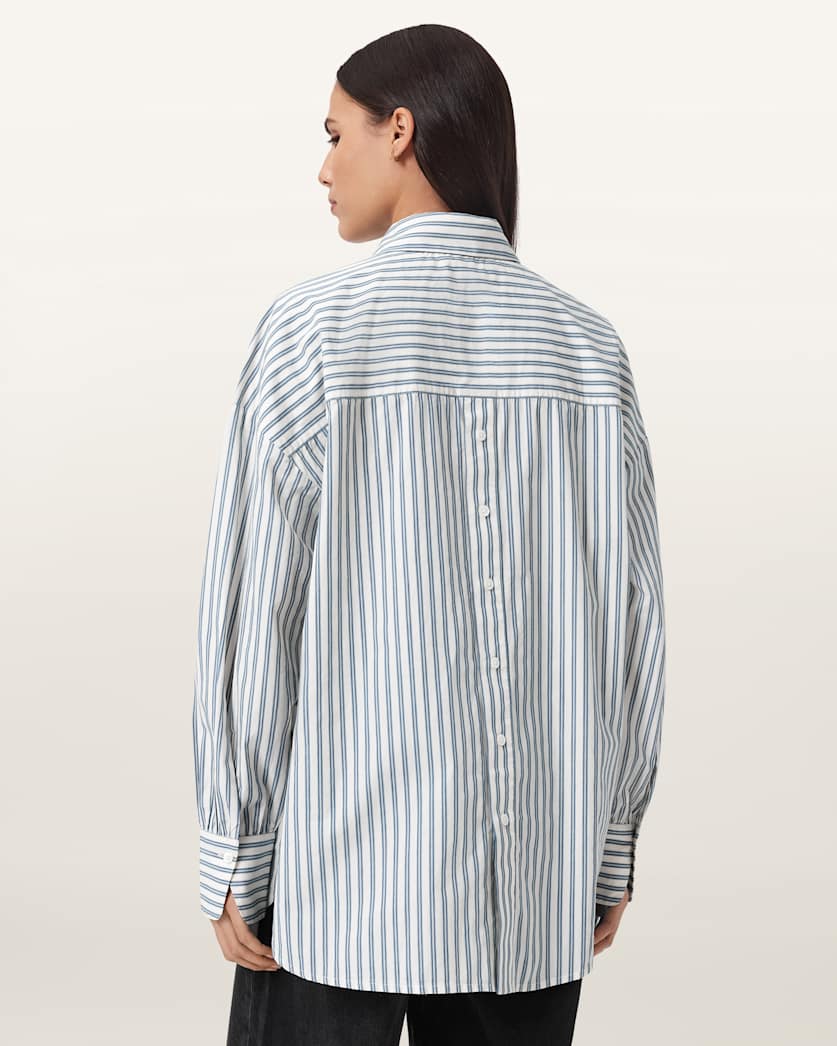 AllSaints Adrianne Relaxed Striped Shirt Women's Blue/White Women's