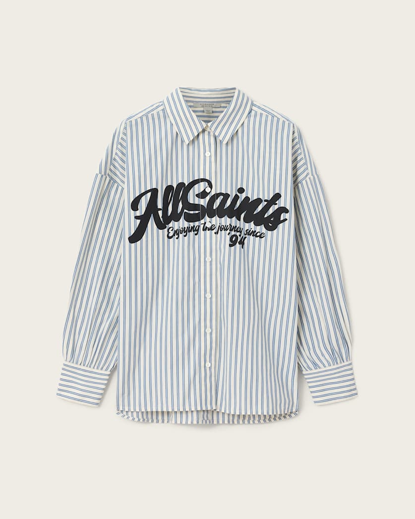 AllSaints Adrianne Relaxed Striped Shirt Women's Blue/White Women's