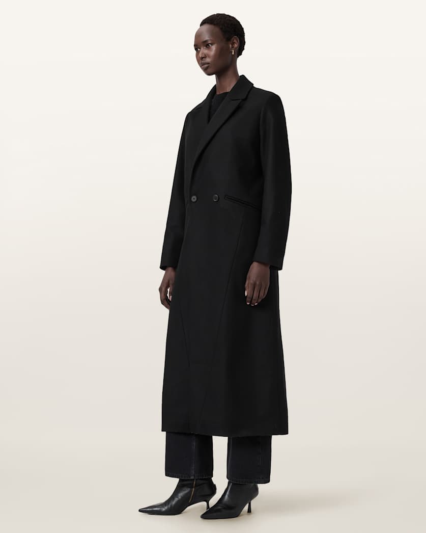 AllSaints Nellie Double Breasted Coat Women's Black Women's