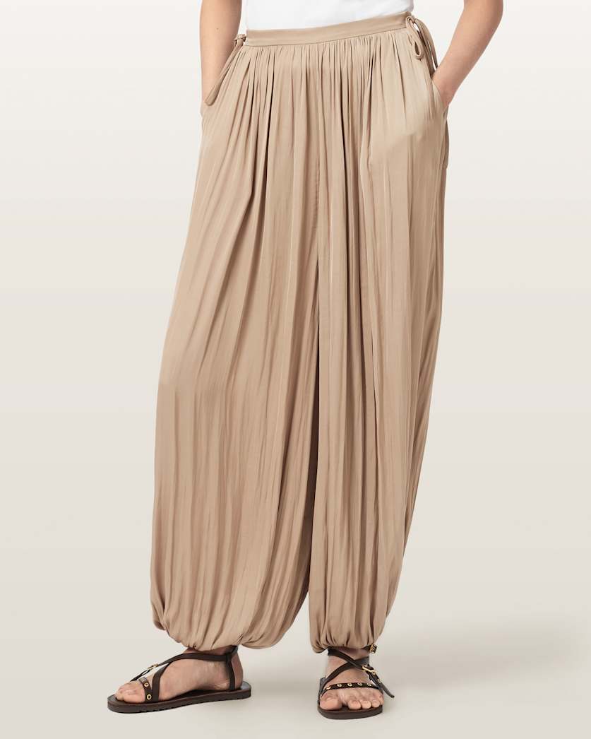 AllSaints Eshe Loose Fit Satin Pants Women's Pinto Brown Women's