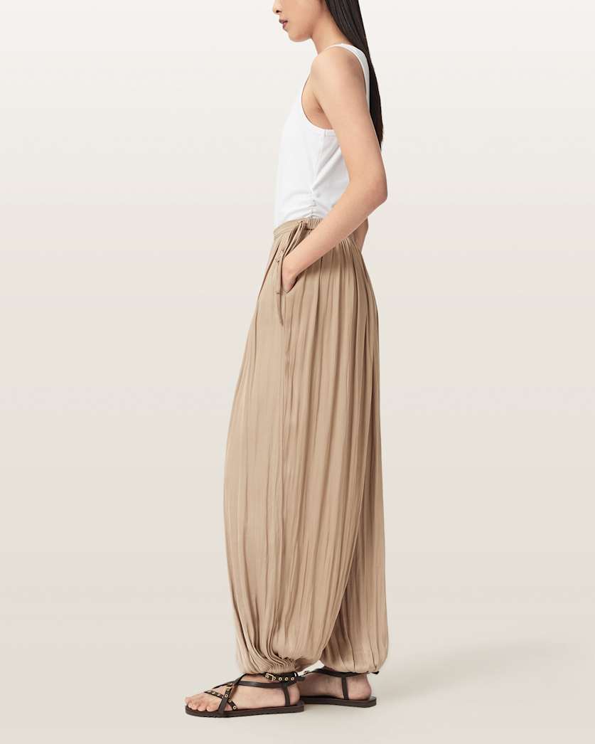 AllSaints Eshe Loose Fit Satin Pants Women's Pinto Brown Women's