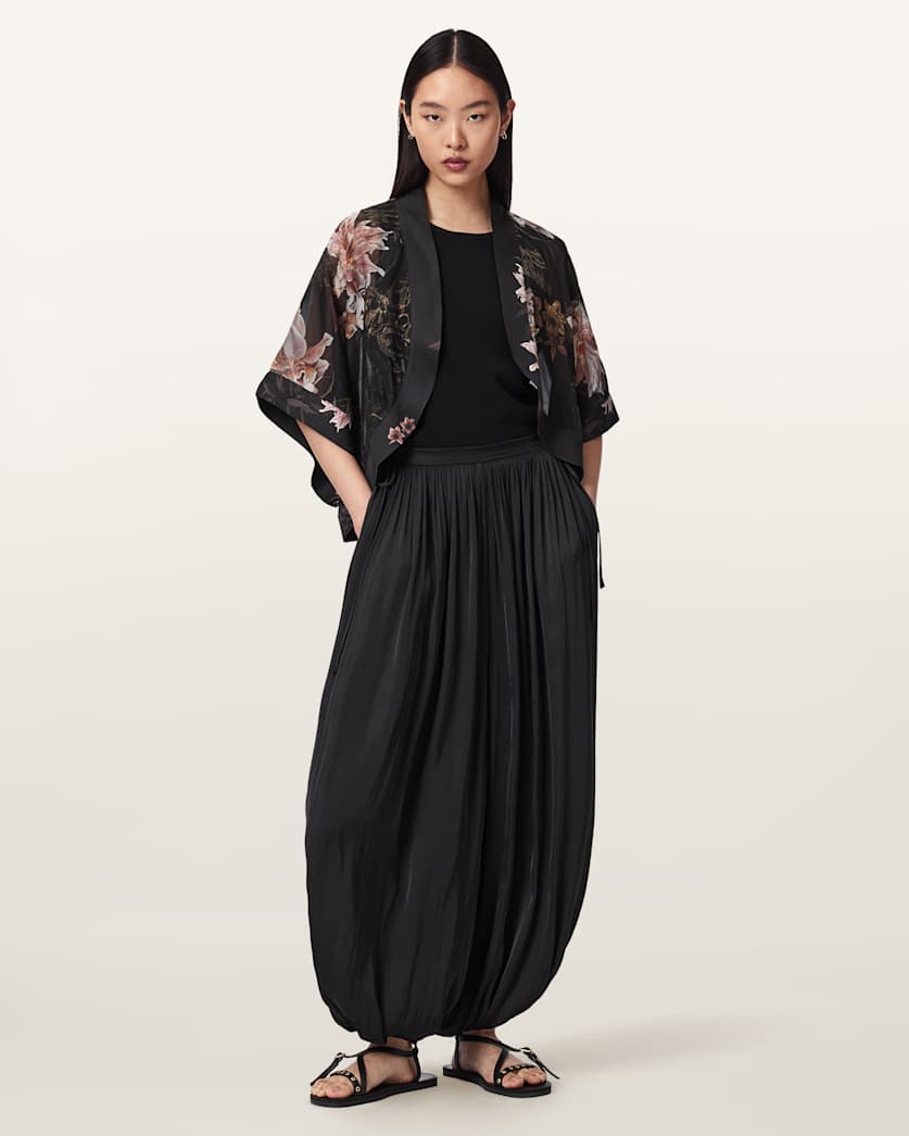 AllSaints Eshe Loose Fit Satin Pants Women's Pinto Brown Women's