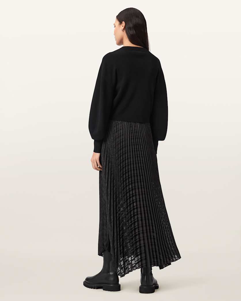 AllSaints Sinead 2 In 1 Pleated Dress Women's Black Women's