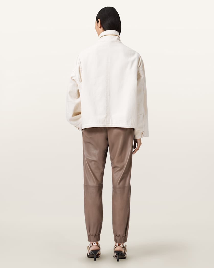 AllSaints Jen Leather Sweatpants Women's Mocha Brown Women's