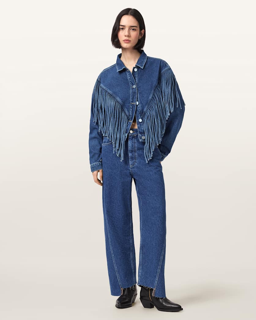 AllSaints Fox Loose Fit Denim Jeans Women's Dark Indigo Women's