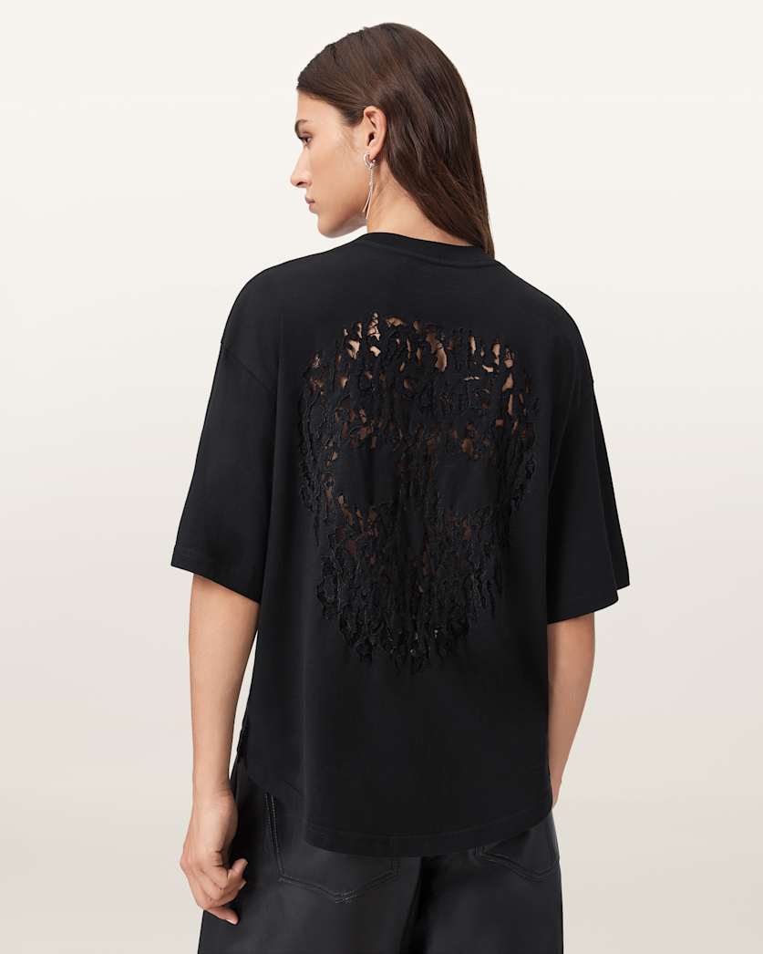 AllSaints Craneo Amelie Oversized T Shirt Women's Black Women's